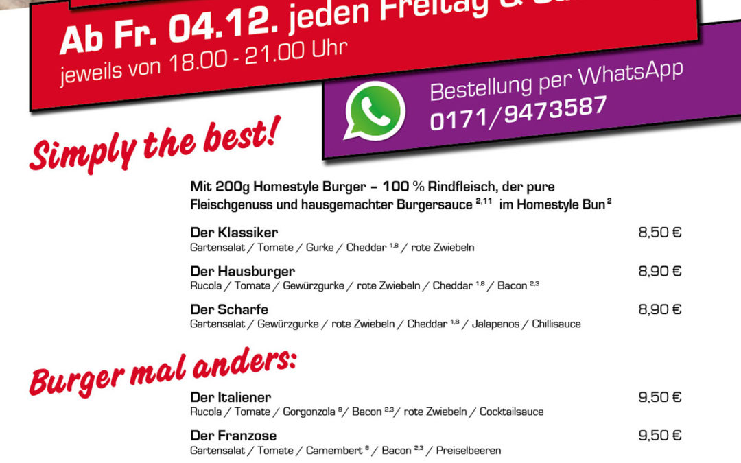 Burger zum Abholen!